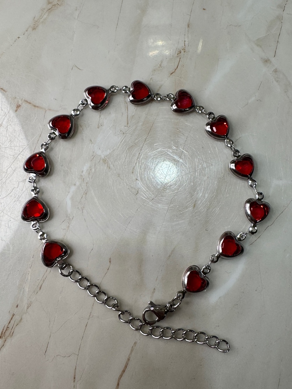 Red Heart Link Bracelet - Women Jewelry